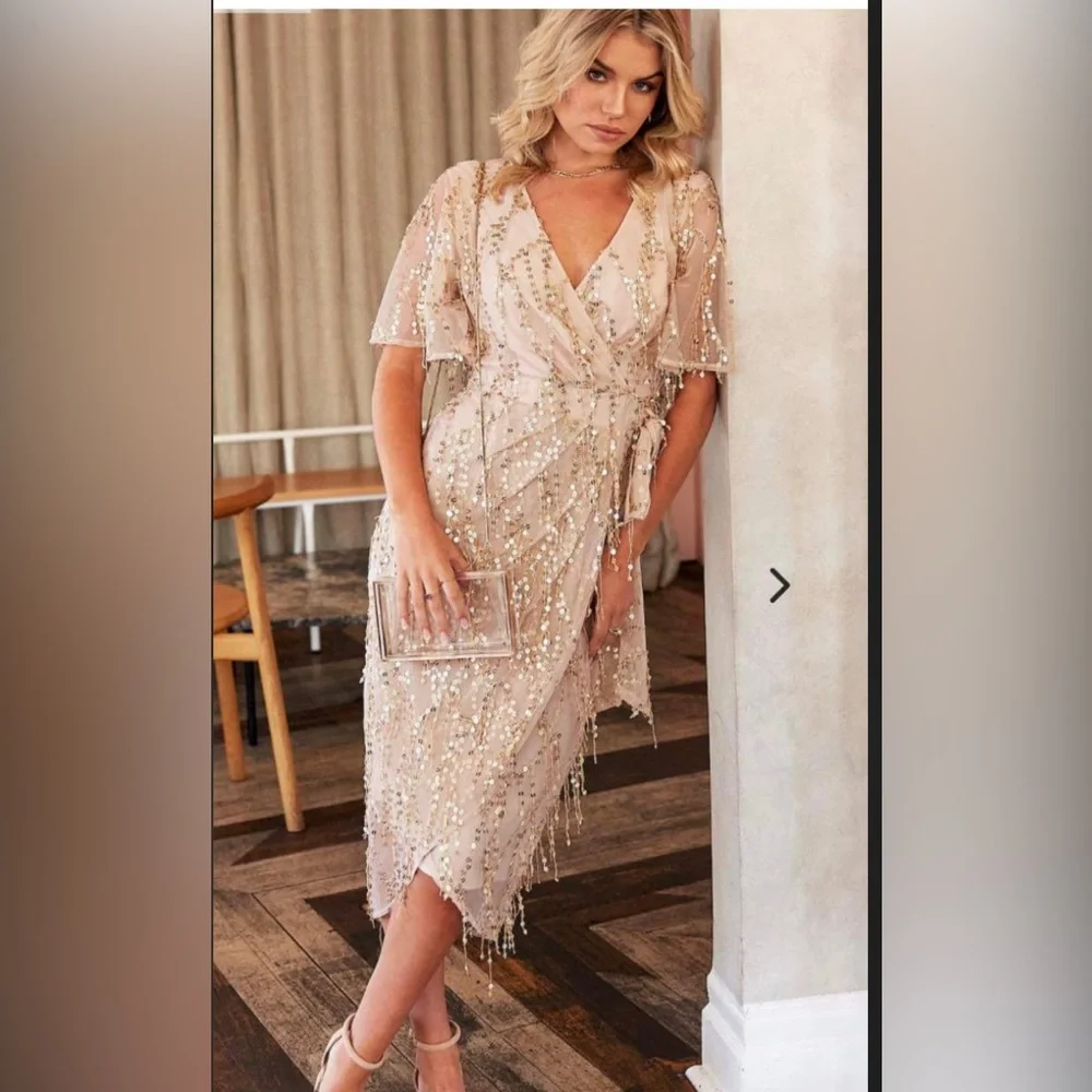 Amica fireworks dress in beige gold - Picture 3 of 5